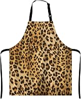 Wasach Leopard Print Apron Adjustable Neck Bib for Men Women Kitchen Cooking view 1