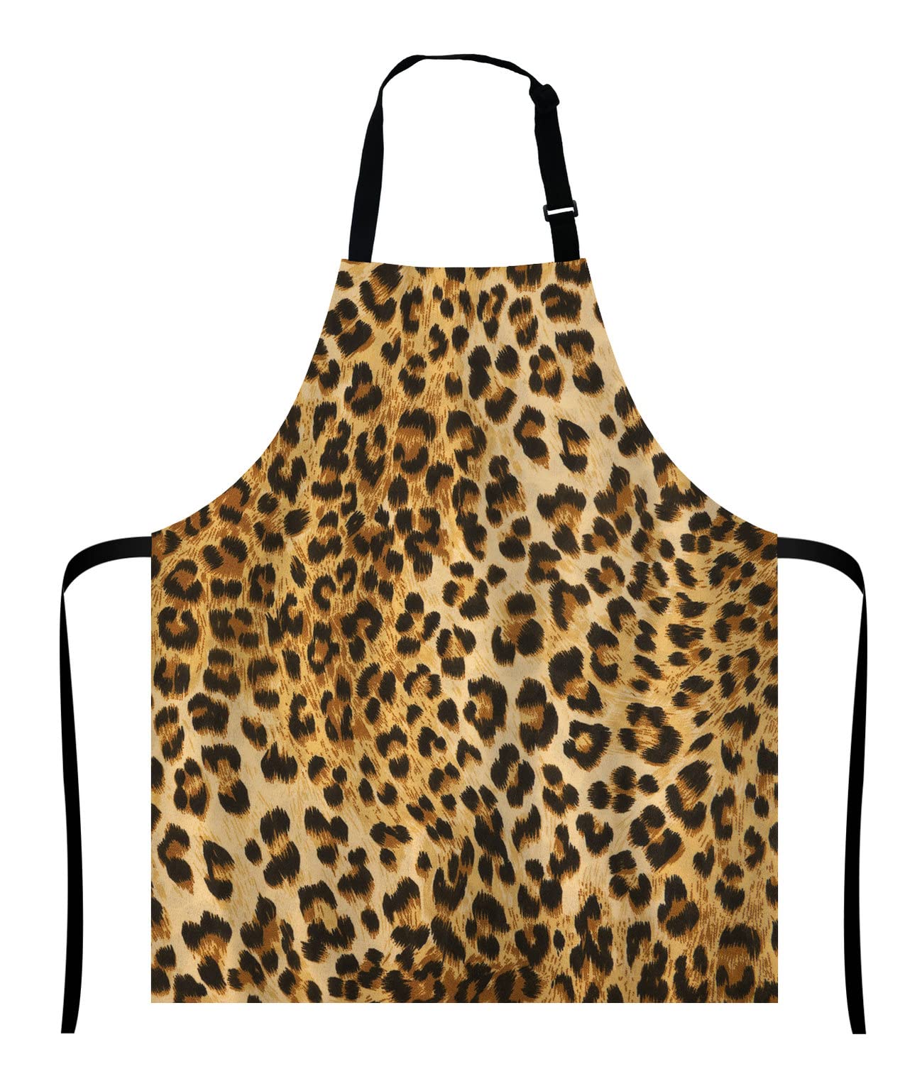 Wasach Leopard Print Apron,Adjustable Neck Bib for Men Women,Suitable for Kitchen Cooking Waitress Chef