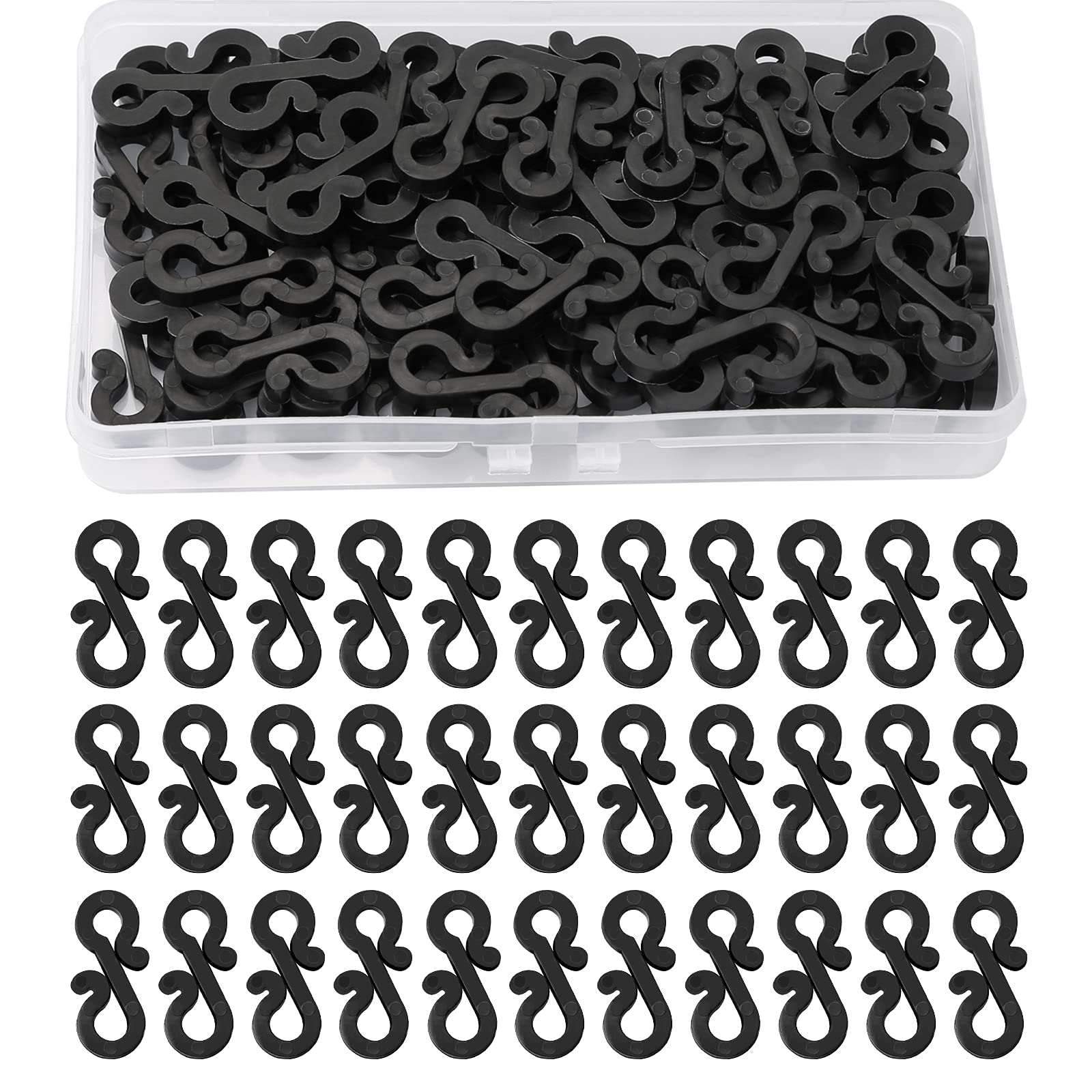 80 Pcs Small Gutter Hooks for Outdoor String Light Hangers, S Shaped Mini Christmas Lights Gutter Clips for Fence Wire Securing Decoration Clips Black