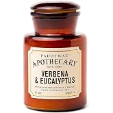 Paddywax Artisan Apothecary Scented Candle, Verbena &amp; Eucalyptus, 8 oz | With Lid, Reusable Glass Jar, Clean Burning Soy Candle, Approx. 54 Hour Burn Time