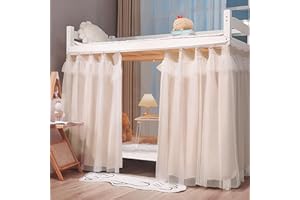 Mocarly Dorm Single Twin Bunk Bed Tents Drapes Dustproof Blackout Underbed Cloth Bed Privacy Curtains(Beige-2panels, 47.2 x 78.7 in)