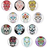 Glass Strong Refrigerator Magnets - 12 Pack Decorative Magnets for Fridge Cute Decor for Home Kitchen Office Whiteboard Locker Accessories (Skull Refrigerator Magnets)
