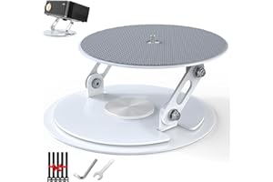 DAWASAPAT Foldable Desktop Projector Stand, Universal 360°Adjustable Table Mount 1/4" Screw，360° Rotation PJ Holde Black Projector Tray for Home Office Studio with Cable Ties