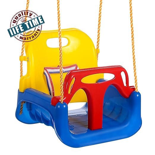 Profun 3-in-1 Schaukel für Säugling und Kinder ab 6 Monate mehrfarbrige Kombination mit Sicherheitsgurt und Karabinerhaken Ou