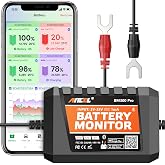 ANCEL BM300 Pro Bluetooth Battery Monitor for 6V, 12V and 24V Systems | Monitor battery voltage, estimated SOC and temperature in the app; review cranking, charging, trip &amp; 72-day history data
