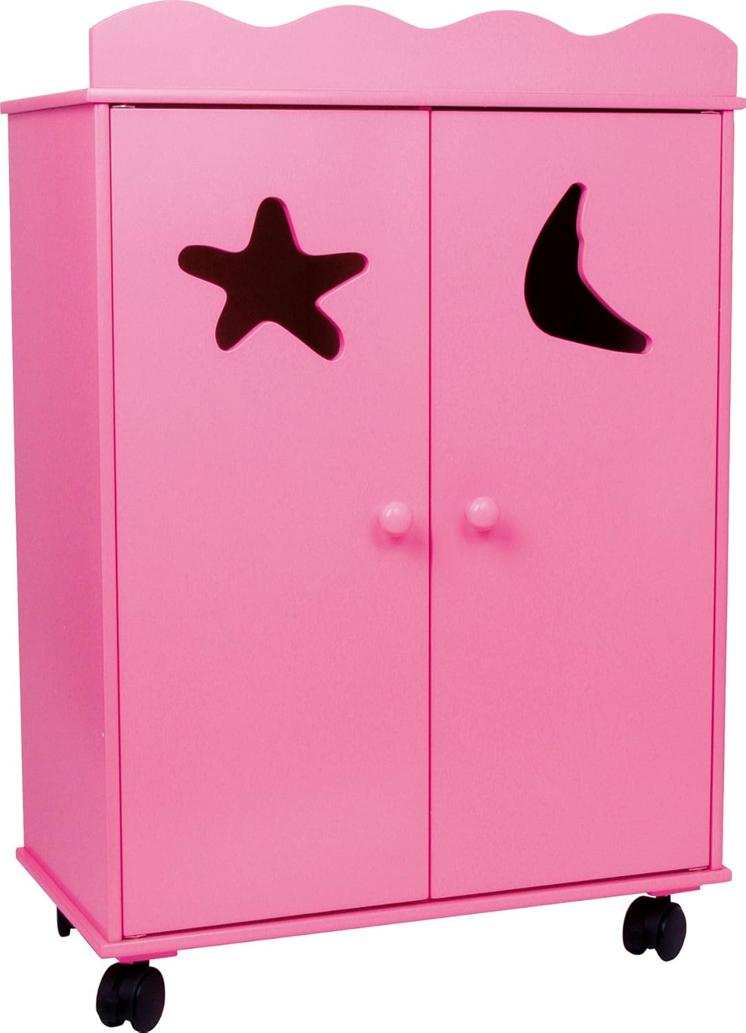 small foot 2880 doll wardrope, doll furniture made of wood, can be slid on wheels, from 3 years on, Pink, 46 x 25 x 66 cm