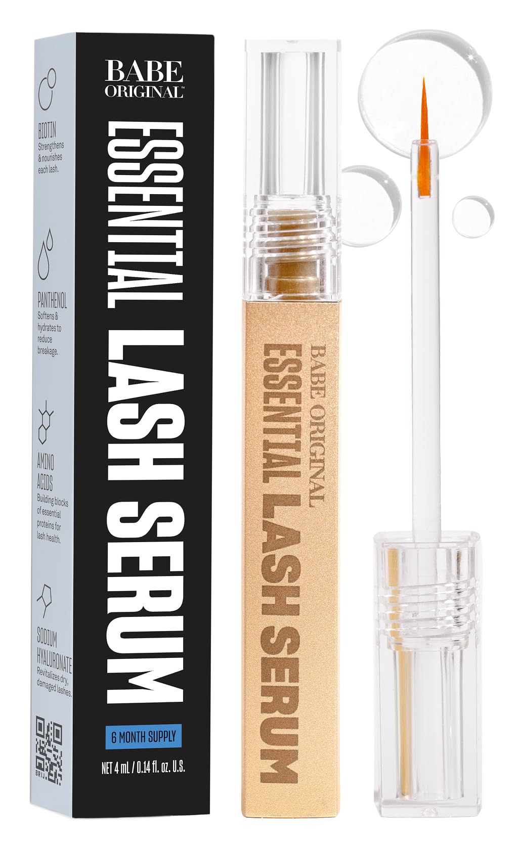 Photo 1 of Babe Original Eyelash Serum for Natural, Fuller & Longer Looking Eyelashes - Lash Serum Hydrates Lashes for Lash, Brow & Lash Extensions - 4mL