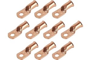RIOCAN 10pcs 1/0 AWG-5/16”(M8) Ring Terminals Battery Lugs 0 Gauge Battery Cable Ends Heavy Duty Wire Lugs 0 Gauge Terminals Copper Lugs Battery Terminal Connectors