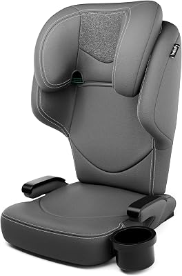 Babify Silla Coche Isofix 15-36 kg - Para Niños 3-12 Años, Reposacabezas Ajustable 12 Posiciones, Portavasos Extraíble, Plegable, Funda Lavable, Cumple R129 UE, Gris