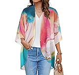 Women's Kimono Floral Cardigan Print Puff Cover Up