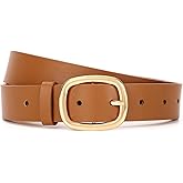 WHIPPY Women Leather Belt Casual Fashion Gold Buckle Leather Waist Belt for Jeans Pants Dresses Chic Ladies Belt
