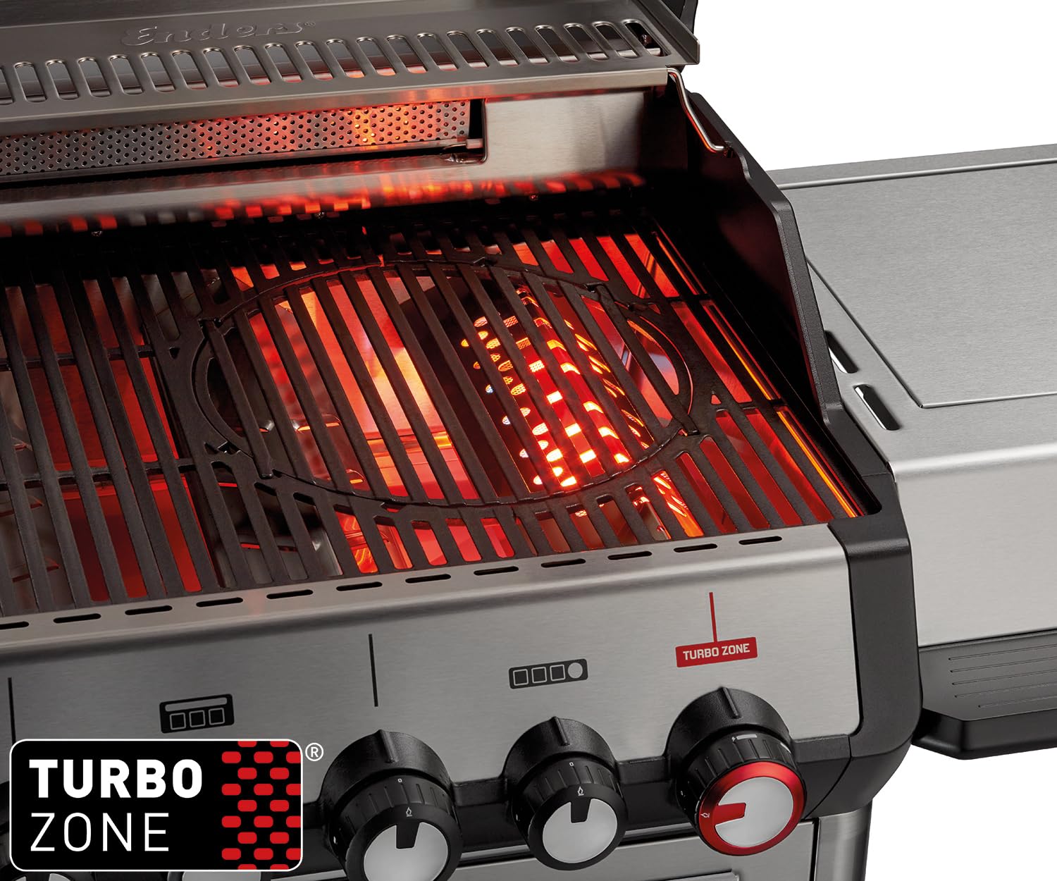 Enders® Gasgrill MONROE PRO 4 SIKR TURBO, 4-Edelstahlbrenner, Seitenkocher, Infrarot-Backburner, Sichtfenster, HEAT RANGE™, SWITCH GRID™, 800 °C TURBO ZONE™, SIMPLE CLEAN™, #8362 4