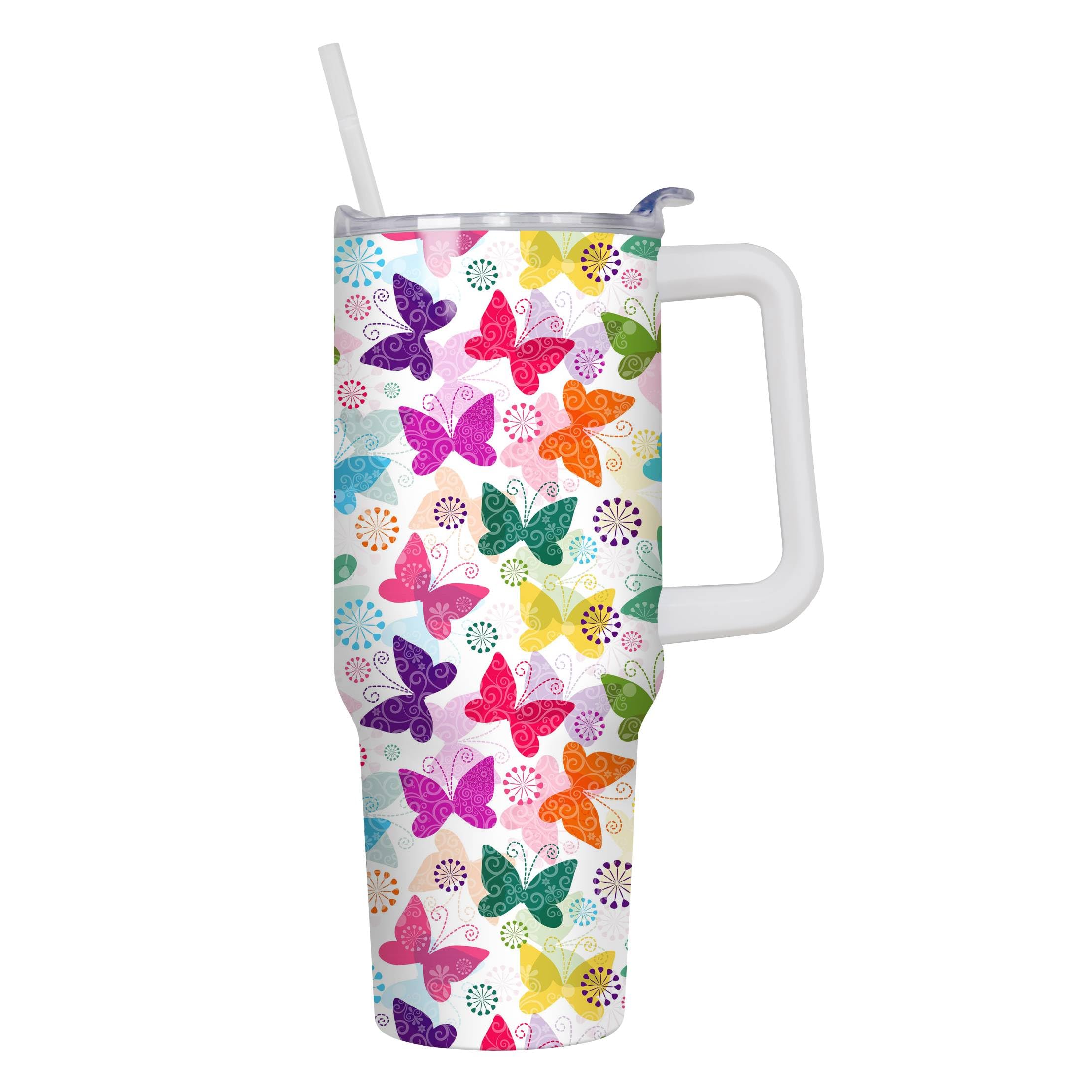 Photo 1 of 01coin Butterfly Tumbler 40OZ Butterfly Tumblers for Women Butterfly Gifts Butterfly Stuff Butterfly Travel Mug Gifts For Women Butterfly Cup 40oz with Handle