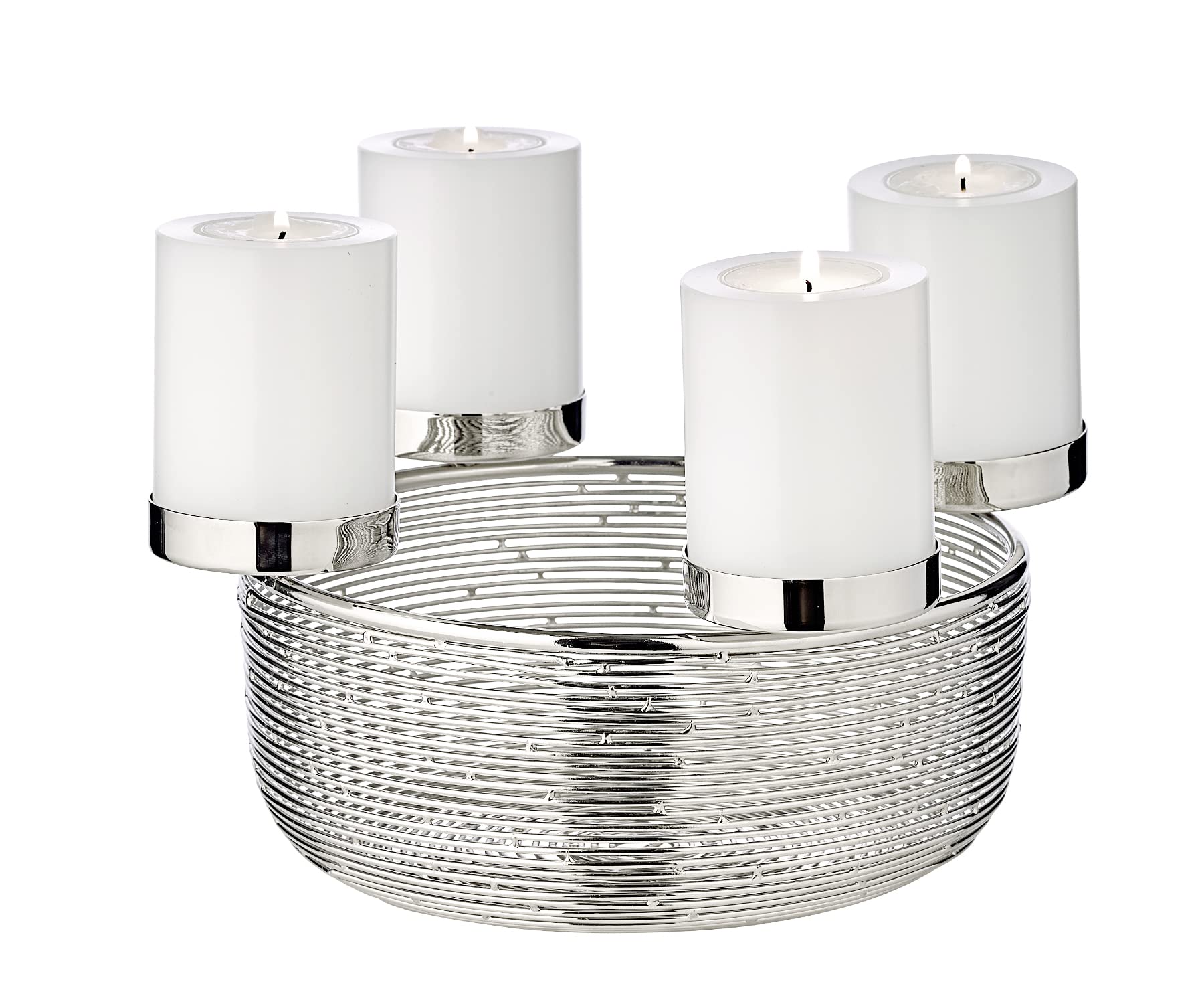 EDZARD Rio Advent Wreath, Nickel-Plated Stainless Steel, Highly Polished, Diameter 26 cm, for Pillar Candles Diameter 6 cm