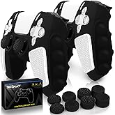 SIKEMAY Anti-Slip PS5 Controller Skin, Soft Thicken Non-Slip Studded Silicone Gel Grip Protective Cover Case for PlayStation 5 Controller Grip, 2 Pack with 8 x Thumb Grip Caps