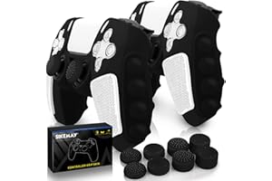 SIKEMAY Anti-Slip PS5 Controller Skin, Soft Thicken Non-Slip Studded Silicone Gel Grip Protective Cover Case for PlayStation 5 Controller Grip, 2 Pack with 8 x Thumb Grip Caps