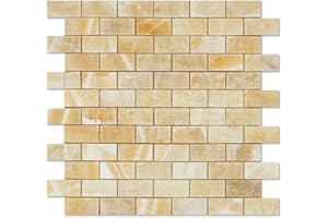 ORACLE TILE & STONE Honey Onyx 1 X 2 Brick Mosaic Tile, Polished