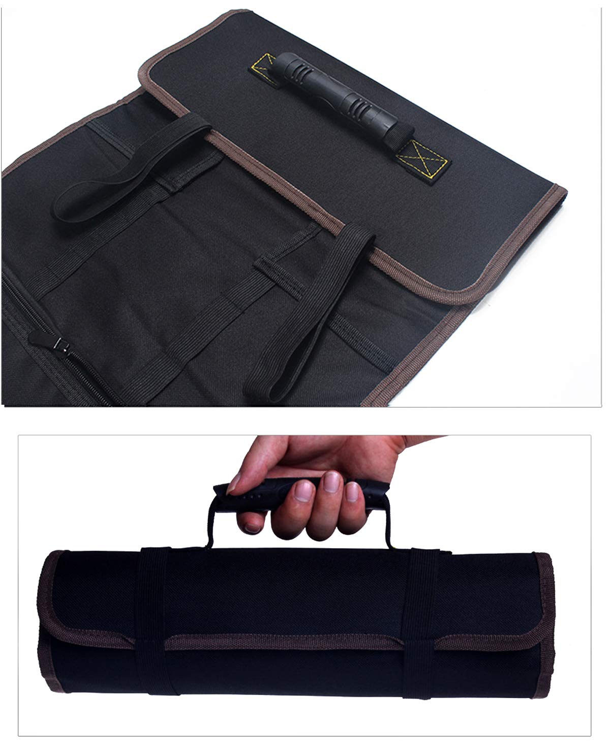 SANSUM Wrench Roll Up Tool Rool Pouch Bag Organizer Easy Storage 23 pockets Portable for Electrician, HVAC, Plumber, Carpenter or Mechanic