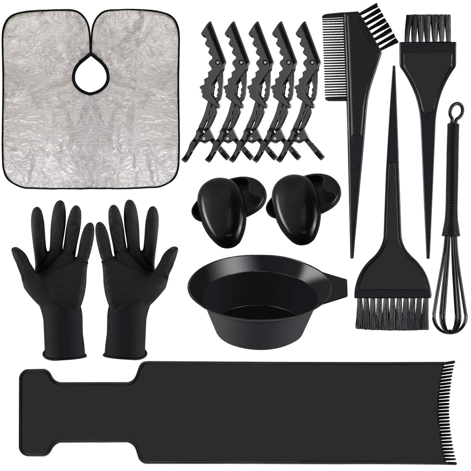 Dreamtop 18 PCS Hair Dye Coloring Kit Hair Tinting Bowl Dye Brush Ear Cover Gloves Hair Highlighting Board Dye Mixer and Hair Coloring Cape For Salon and Home Use Hair Coloring Hair Dryers : Beauty