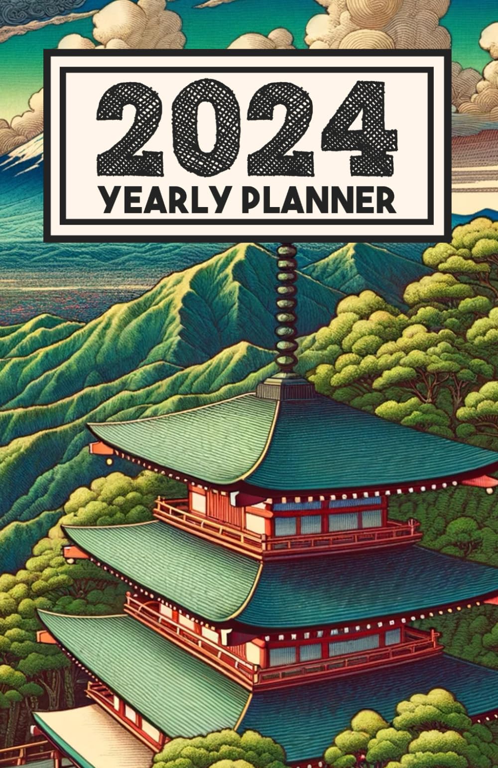 Hokusai Heights 2024 Planner: Embrace the Year with Artistic Mountain Views, Detailed Sketches, and Organized Monthly and Weekly Layouts