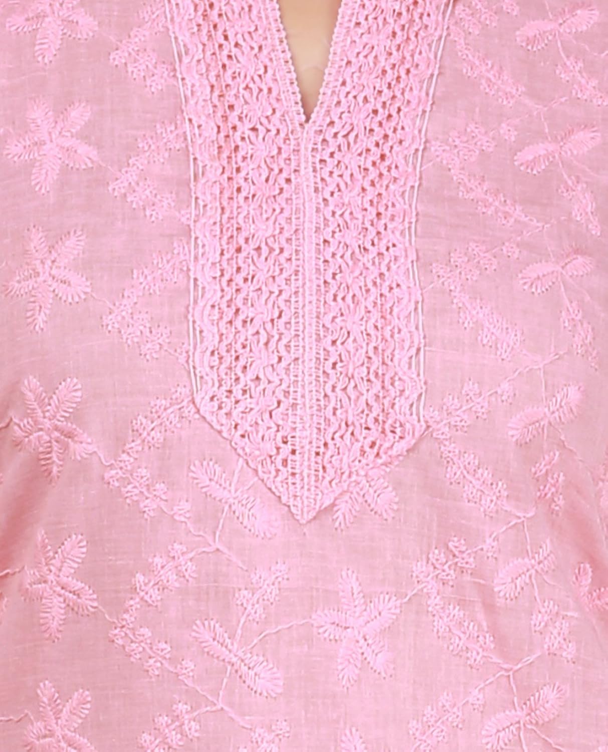 haniya women's cotton chikan embroidered kurta