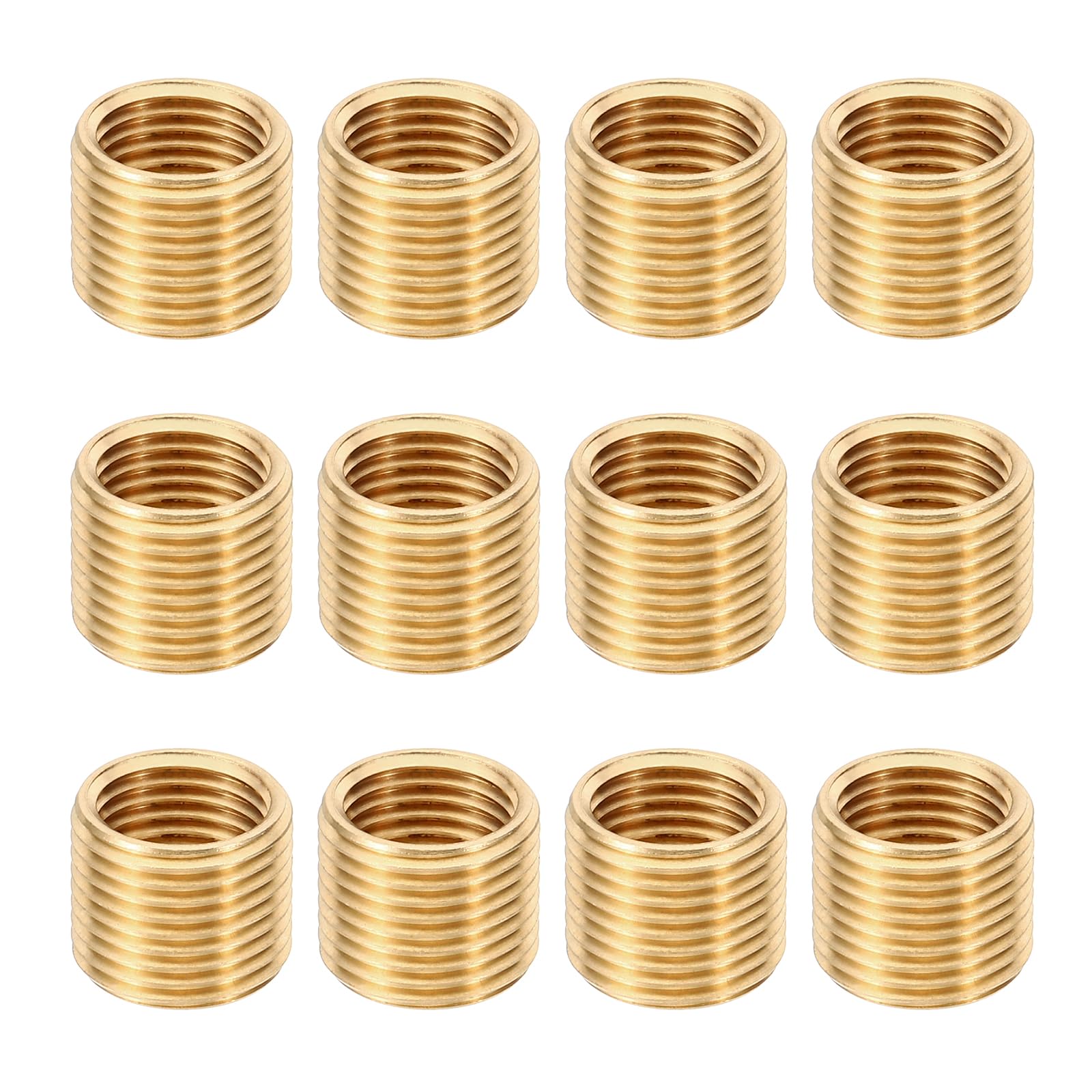 PATIKIL M12xM10x10mm Thread Reducing Nuts Insert, 12 Pcs Male to Female Fine Thread Adapter Repair Insert Pipe Fitting Screw Sleeve Reducer for Pendant Light