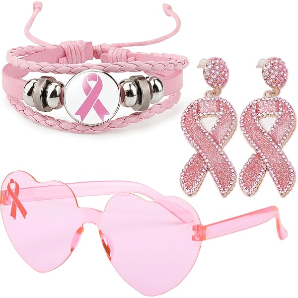 Breast Cancer Awareness Jewelry Set - Pink Ribbon Angel Wing Necklace, Bracelet & Earrings For Women - View #7