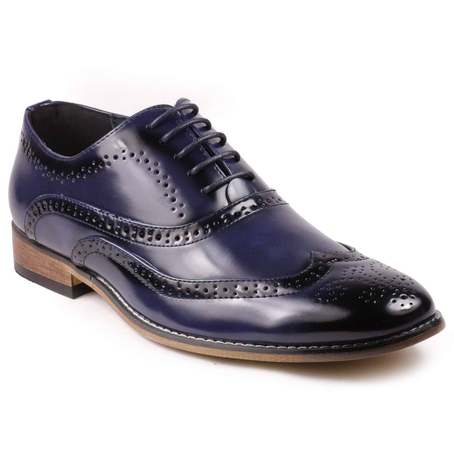 MC102 Men's Wing Tip Perforated Lace Up Oxford Dress Shoes