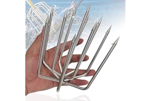 Dutiplus Large Fishing Harpoon 1~11 Prong Barded Stainless Steel Hunting Fish Gig Gaff Fork Hook with 8mm Screw for Catching Big Fish Mole Big Bullfrog