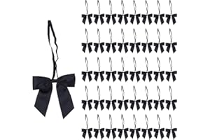 Meseey 3 Inch Black Stretch Elastic Loops with Pre-Tied 2.5 Inch Black Ribbon Bows for Gift Wrapping,Baby Showers, Weddings, Christmas Boxes(3", Black)