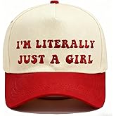 Funny Gag Trucker Hat I'm Literally Just A Girl -Embroidery Funny Hats Adjustable Baseball Cap for Men WomenBlack