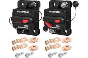 DaierTek 12V Circuit Breaker 200A, 12 Volt 200 Amp Circuit Breakers Waterproof Resettable Marine Circuit Breaker for Car Auto -2Pack