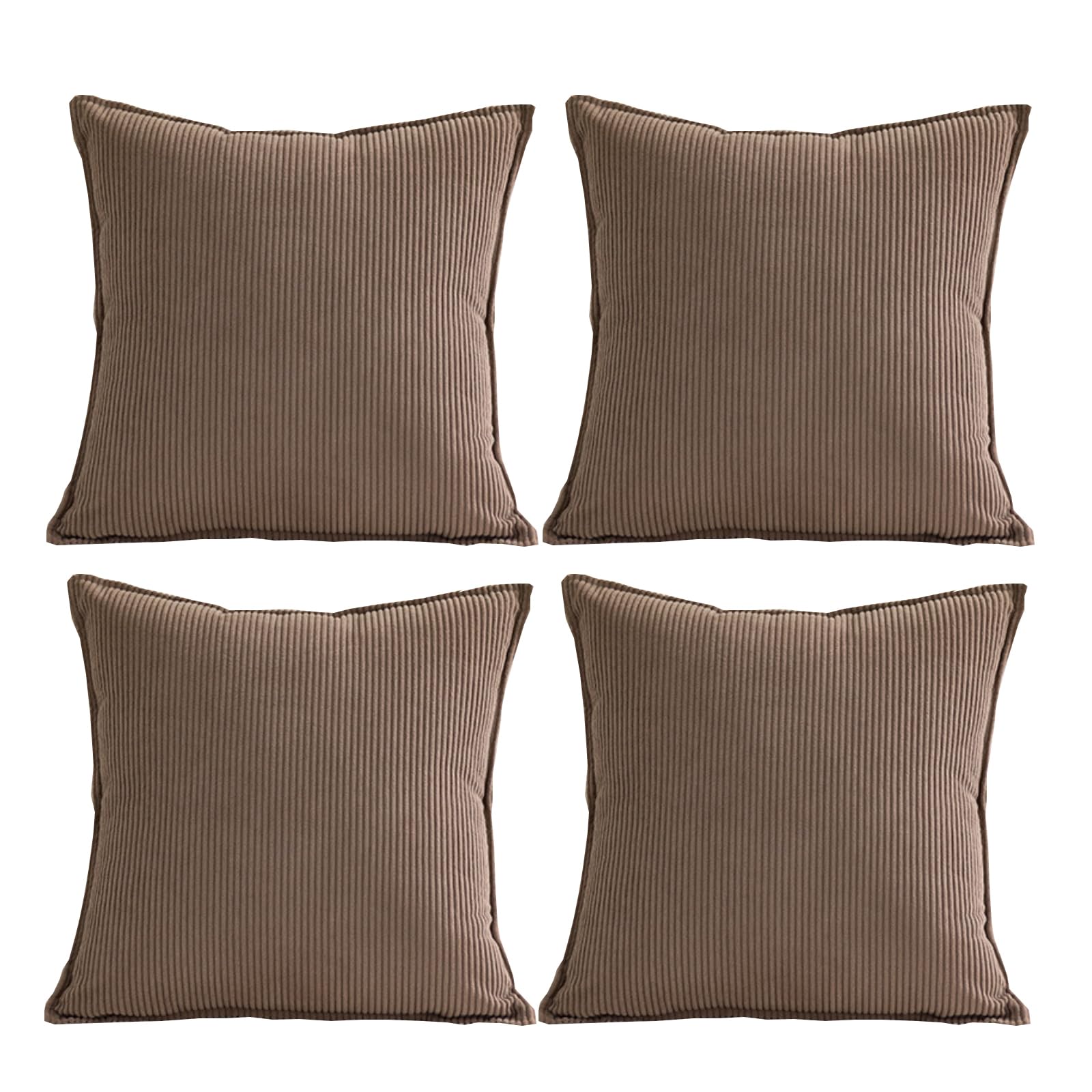 Brown cushions Corduroy Cushion 45 x 45cm set of 4 Square brown stripes Throw Pillow Case Set Cushion Covers for Living Room Sofa Bed Bedroom Home Decor Garden ornament Cushion Couch pillowcase