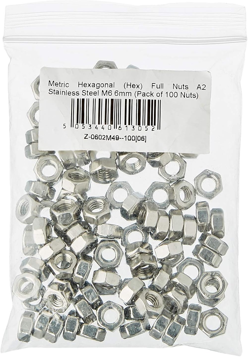 AHC Metric Hex Full Nuts A2 Stainless Steel M6 6mm Pack of 100 Nuts