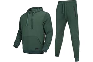 Megub Tracksuit for men 2 pieces,Fleece hooded outfit,casual sweatsuit set jogger suit outdoor sportswear