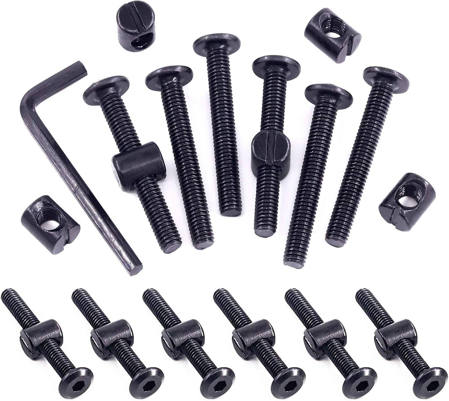 Swpeet 25Pcs Black M6 × 45mm Crib Hardware Screws, Hex Socket Head Cap