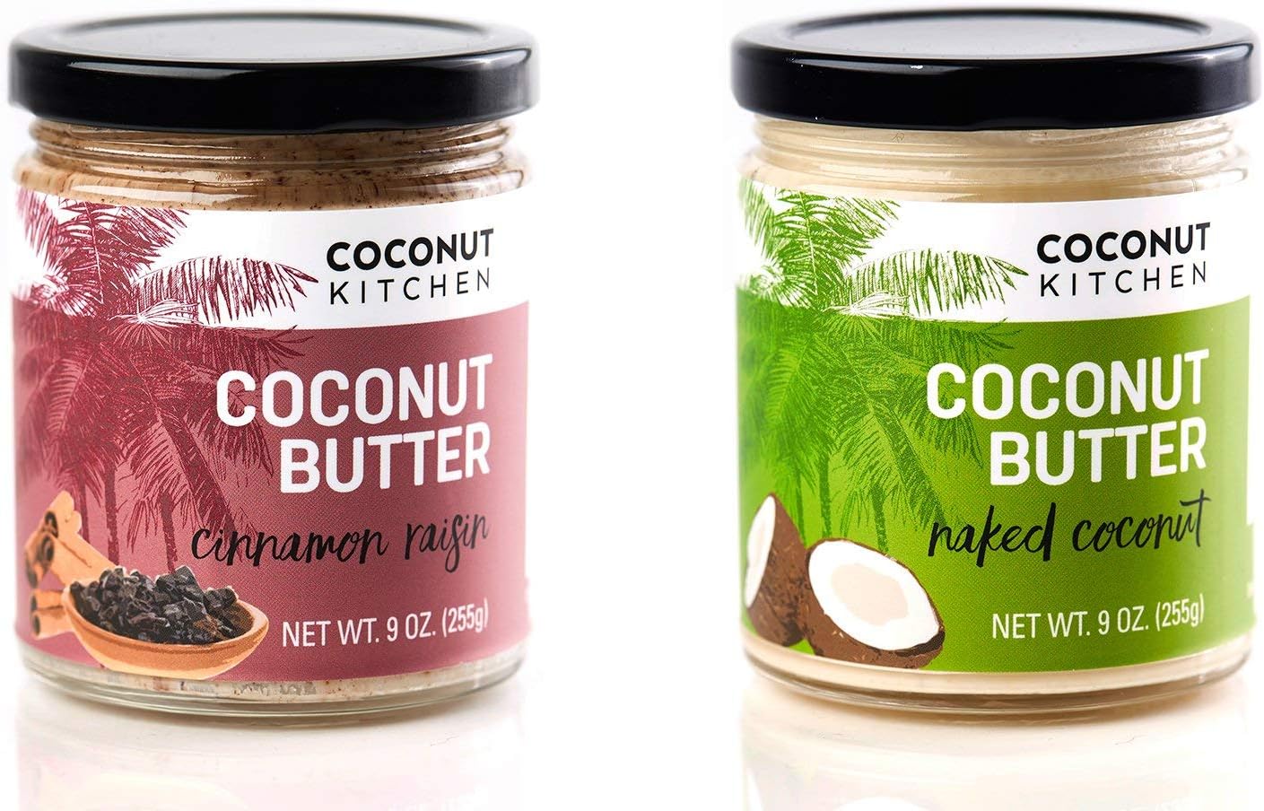 Artisan Coconut Butter Sampler - Naked & Cinnamon Raisin - Gluten , Peanut, Dairy & Soy Free. Vegan. Keto. Paleo. (2 pack)