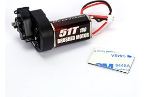 RCAWD Upgraded Carbon Brush 51T(Turn) 180size Brushed Motor&Alloy Center Gear Housing,Transmission Assembled with Steel Gears for Axial 1-24 Scx24 Crawlers Black