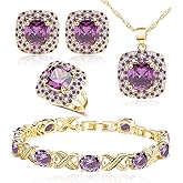 Jewelry Set for Women,Cubic Zirconia Tennis Necklace Ring Clips Earring Bracelet set,Wedding Birthday Anniversary Engagement Gift For Wife Girlfriend Best Friend Bridal