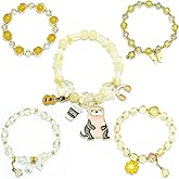 5PCS Beaded Charm Bracelets for Girls Otter Dainty Kawaii Crystal Beads Bracelets Set for Teens Girls Adjustable Stretch Bracelet Birthday Graduation Gift For Daughter Niece Granddaughter