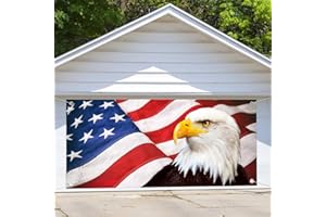AODALI 13 x 6 ftIndependence Garage Door Decorations, USA Flag Eagle 4th of July Garage Outdoor Decoration, Red White Black Blue Fourth of July Outdoor Party Supplies with Rope