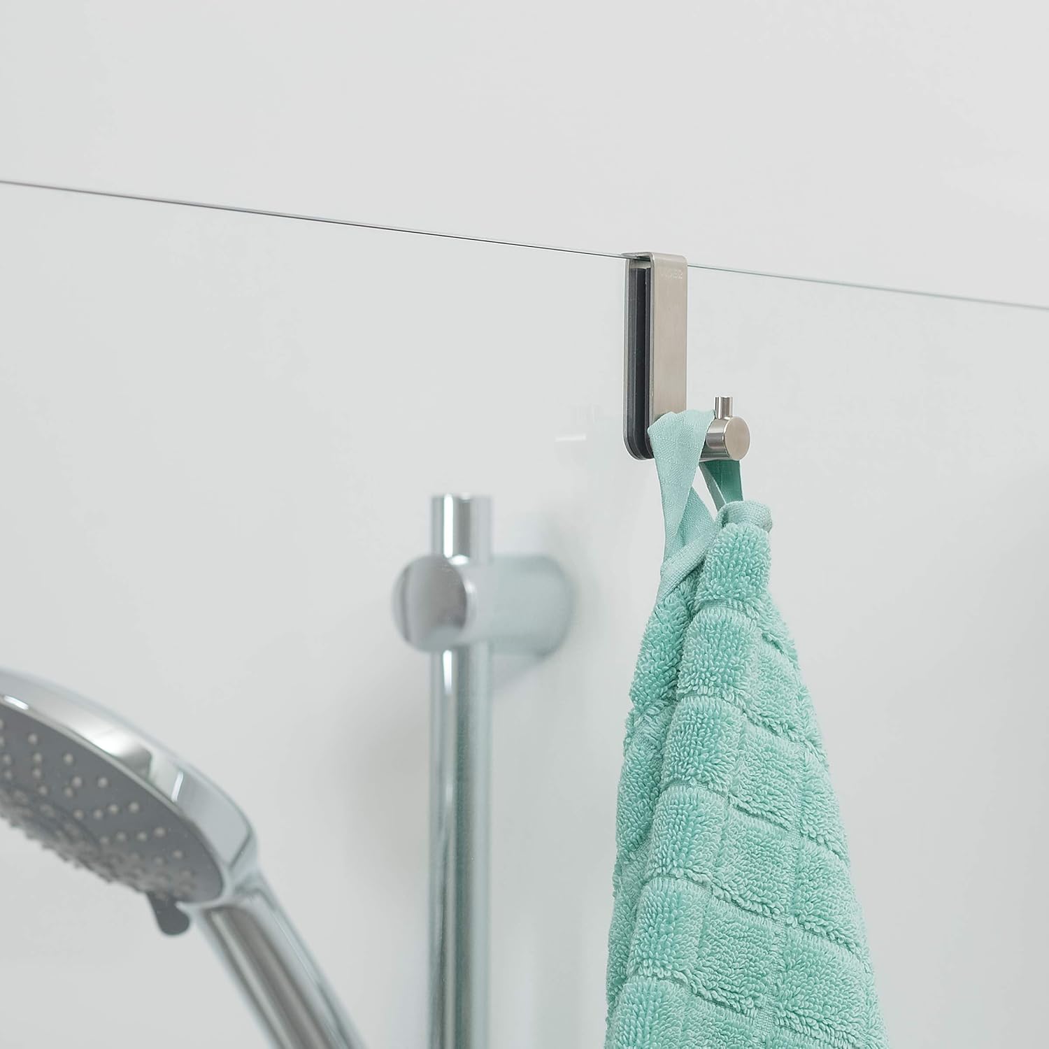 Tiger Rhino Shower enclosure, Towel hook 6-8 mm, Brushed stainless steel, 37x16x61mm, Stainless Steel Brushed, 13x6,1x3,7 cm - Image 3