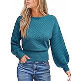 CUPSHE Women's Trendy Knit Sweater 2025 Boatneck Puffy Sleeves Cinched Waist Pullover Tops Fall Fashion Casual Blouse