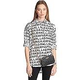 Karl Lagerfeld Womens All Over Print Everyday Essential Button Down
