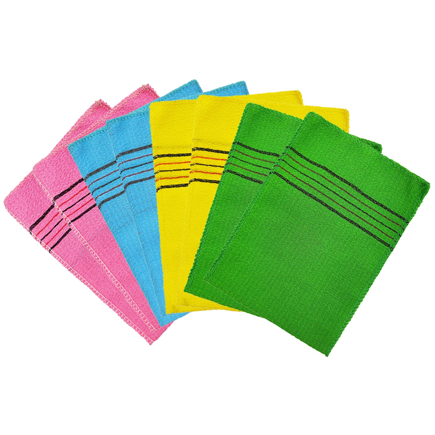 8 Pieces Korean Exfoliating Mitt Dual-Sided Exfoliating Cloth Korean Exfoliating Cloth Italy Towel for Removing Skin Callus Acne Breakout Clean Dry Skin Pores Cell(4 colors)