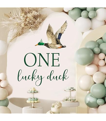 One Lucky Duck Decal - Mallard Duck Hunting Gender Reveal & 1st Birthday Party Wall Sticker (11.81x29.52 Inch) - View #5