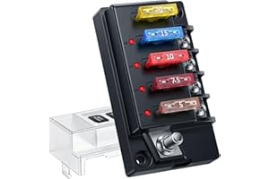 EXTRACTME 12V Fuse Block, 4 Circuit 12 Volt Blade Fuse Box Kit with LED Indicator, ATO Blade Fuse Block Compact with Cover, F