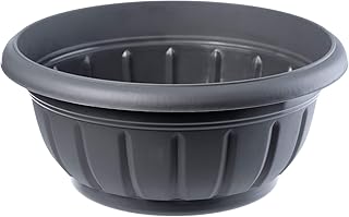 KADAX Blumenschale, runde Pflanzschale, Pflanzkübel aus Kunststoff, wetterfester Blumenkübel für Außen, Blumen, Pflanzen, Garten, Balkon, Deko, Blumentopf, frostsicher, Pflanzgefäß (34 cm, anthrazit)