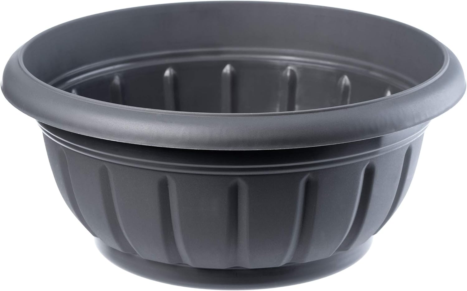 KADAX Blumenschale, runde Pflanzschale, Pflanzkübel aus Kunststoff, wetterfester Blumenkübel für Außen, Blumen, Pflanzen, Garten, Balkon, Deko, Blumentopf, frostsicher, Pflanzgefäß (34 cm, anthrazit)