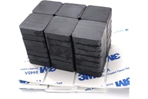 BURNUR 42 Pieces Adhesive Ferrite Magnetic Squares - Strong Magnets With Adhesive Backing, Ceramic Magnets Ideal for DIY, Craft, Whiteboard - 0.8"x0.12"
